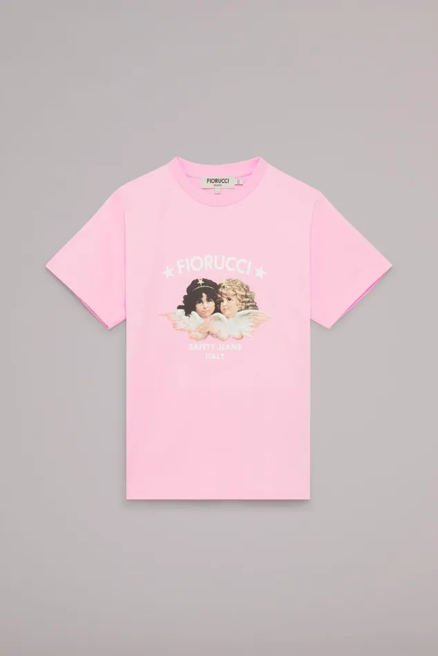Women Fiorucci TShirts and Tops Safety Angels TShirt Pink Women Fiorucci TShirts and Tops Safety Angels TShirt Pink
