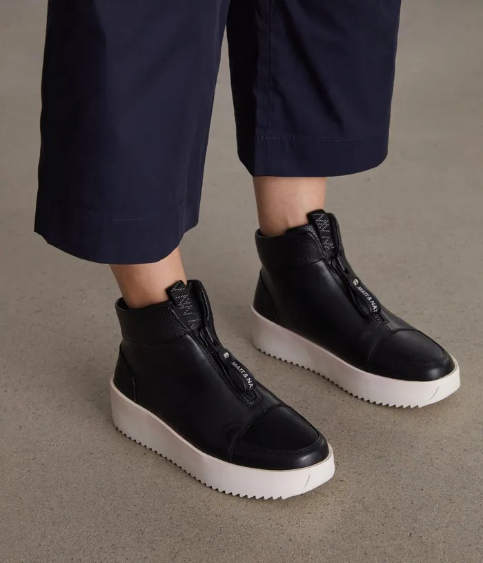 Women Fleri Vegan High Top Sneakers Black Matt and Nat Sneakers