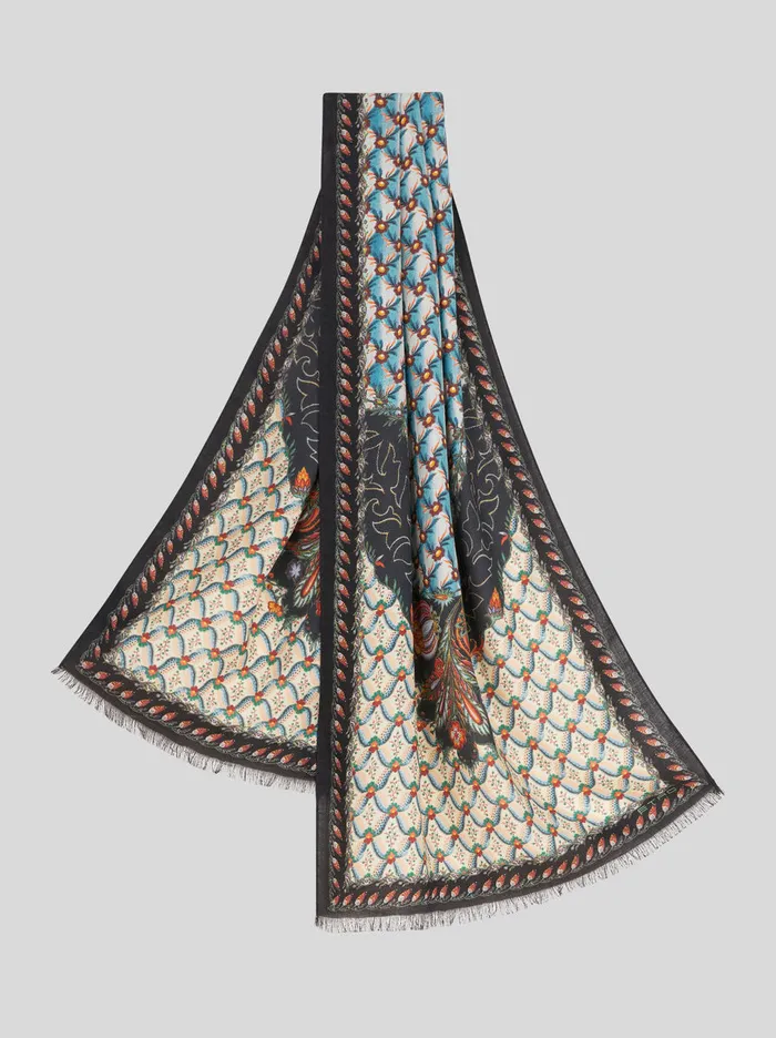 Women Floral Silk And Cashmere Scarf Etro Scarves And Silk