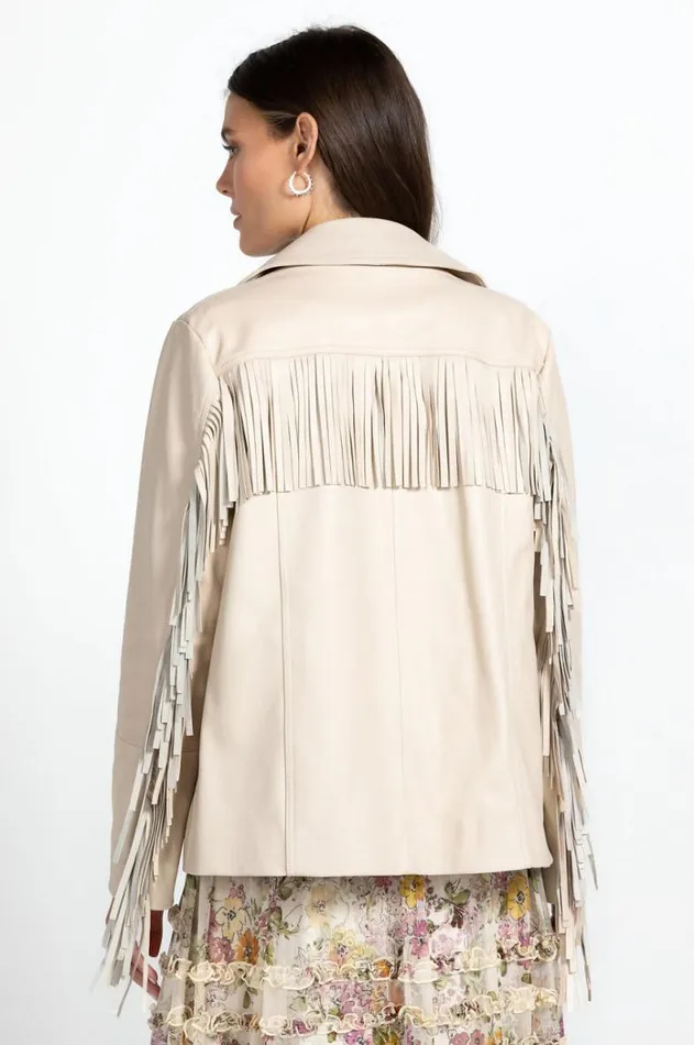 Women Frangia Leather Jacket Cream Johnny Was Outerwear Women Frangia Leather Jacket Cream Johnny Was Outerwear