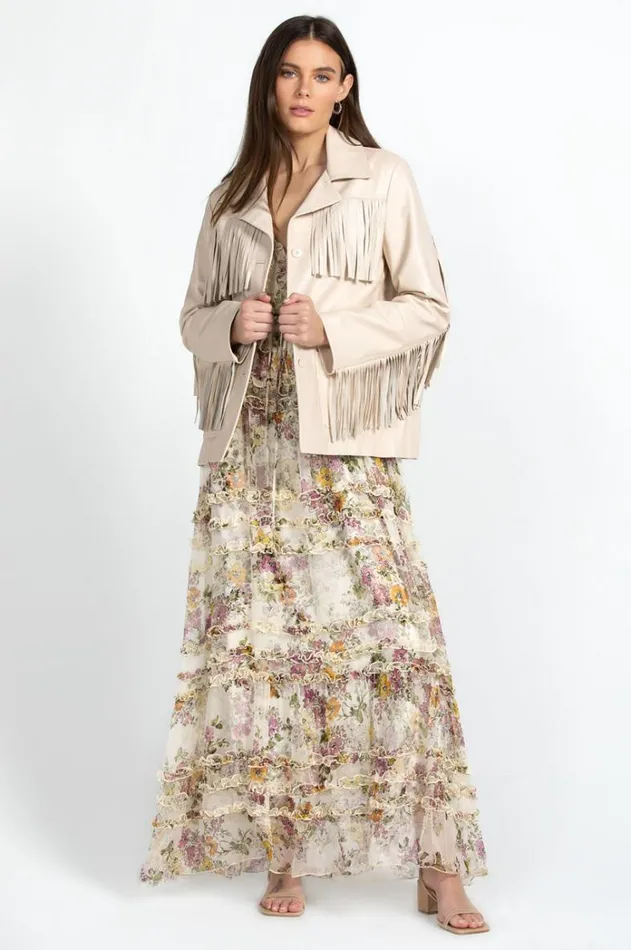 Women Frangia Leather Jacket Cream Johnny Was Outerwear Women Frangia Leather Jacket Cream Johnny Was Outerwear