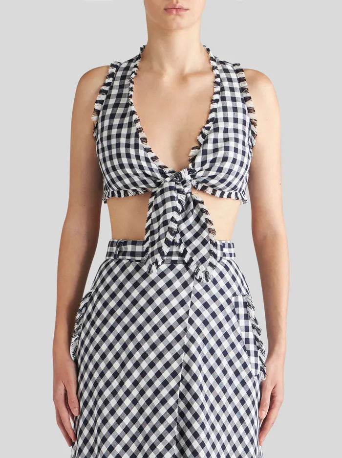 Women Gingham Top With Bow Etro Tops