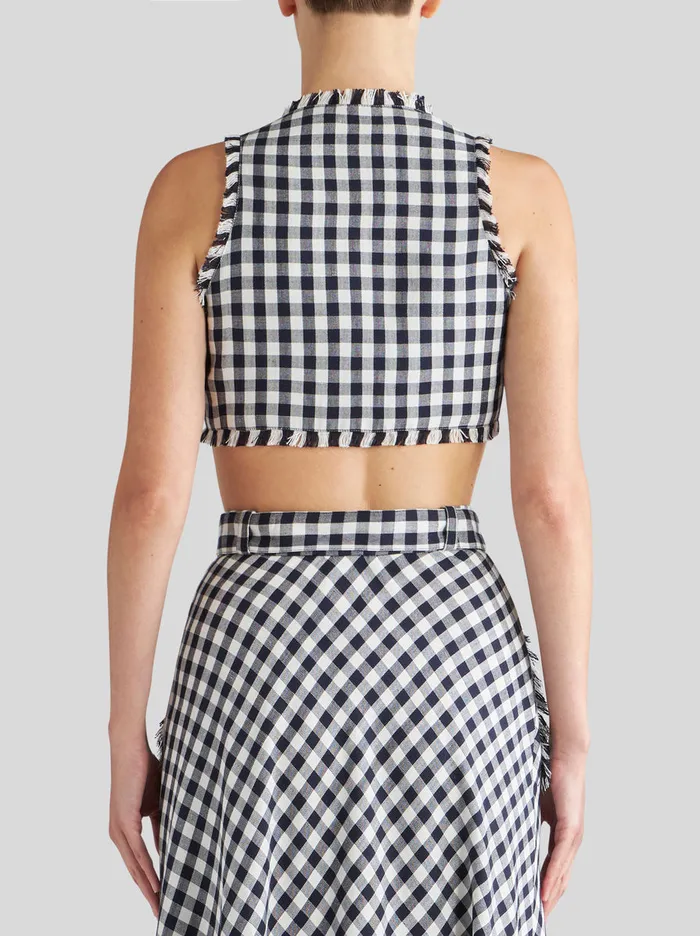 Women Gingham Top With Bow Etro Tops