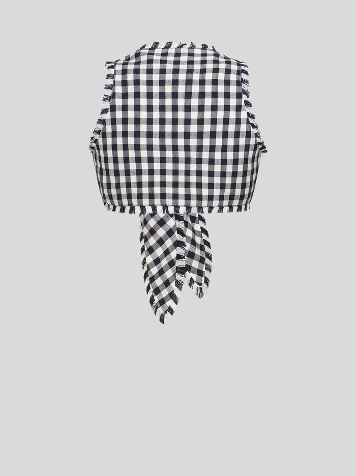 Women Gingham Top With Bow Etro Tops