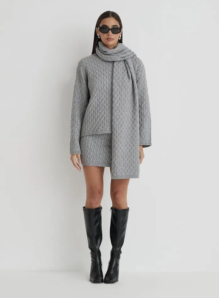 Women Grey Cable Knit Mini Skirt Gabriel 4th and Reckless Knitwear