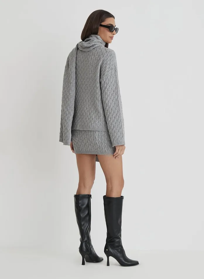 Women Grey Cable Knit Mini Skirt Gabriel 4th and Reckless Knitwear