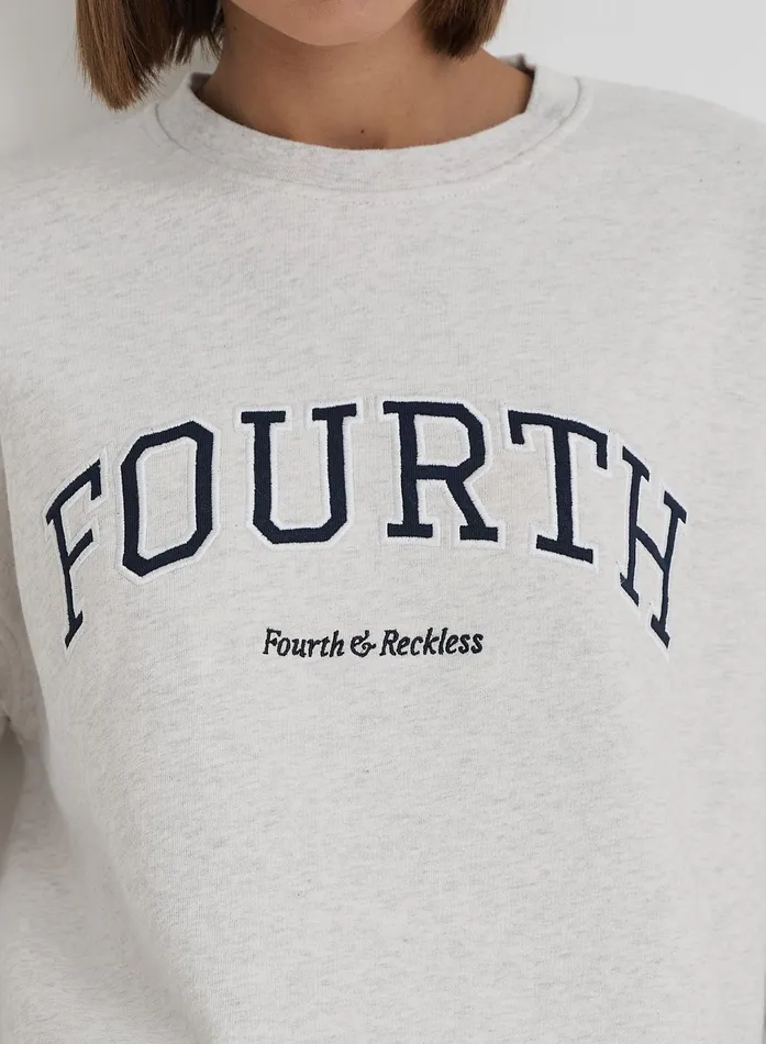 Women Grey Fourth Slogan Classic Longline Sweatshirt Jen 4th and Reckless Hoodies and Sweatshirts