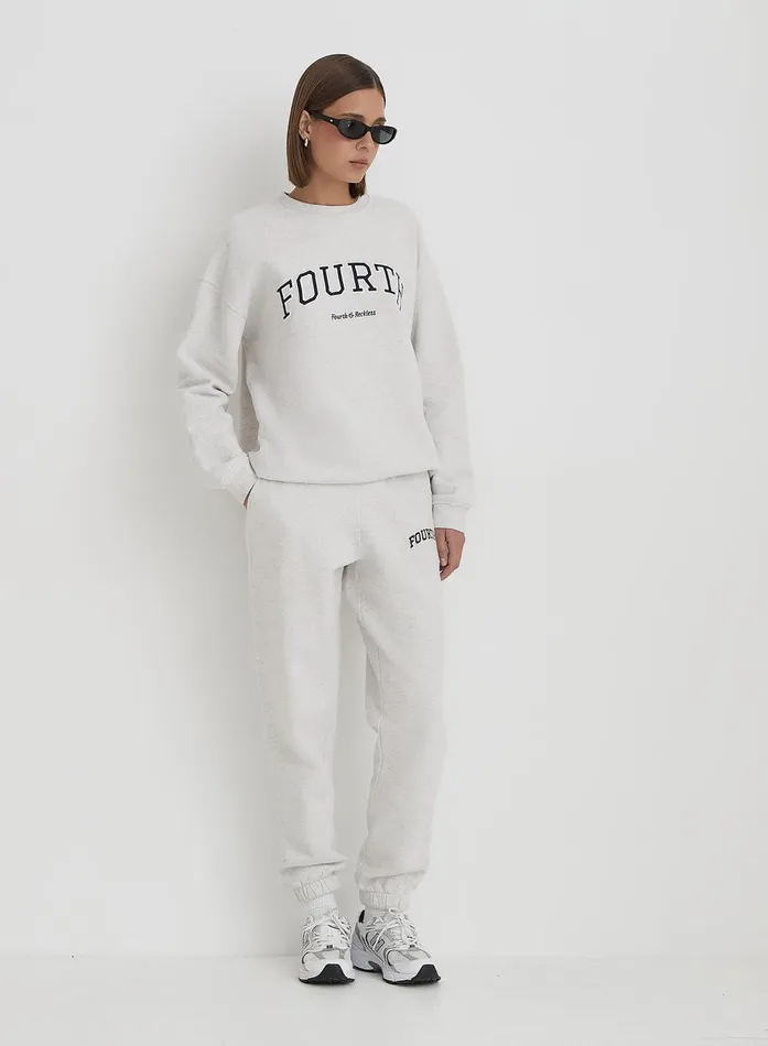 Women Grey Fourth Slogan Classic Longline Sweatshirt Jen 4th and Reckless Hoodies and Sweatshirts