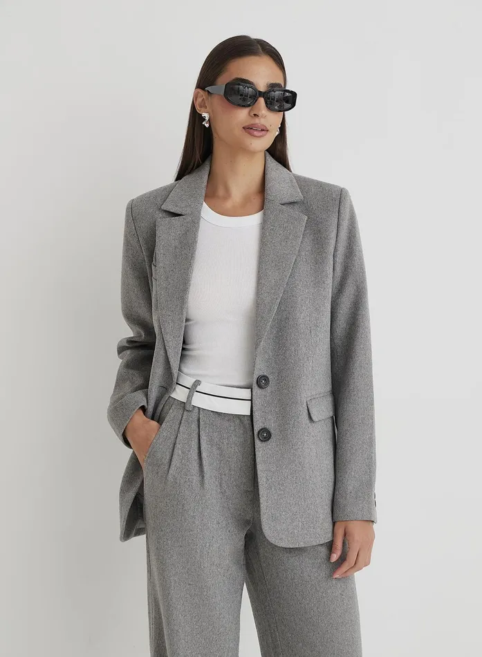 Women Grey Wool Blazer Gabbi 4th and Reckless Blazers