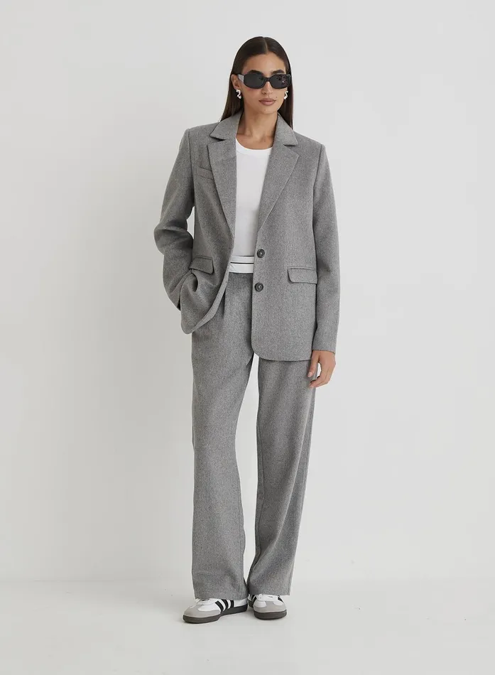 Women Grey Wool Blazer Gabbi 4th and Reckless Blazers