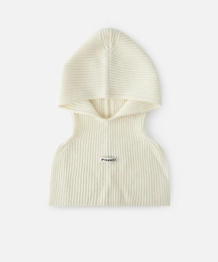 Women Hats Pinko Ribbed Balaclava Beanie Meringue White