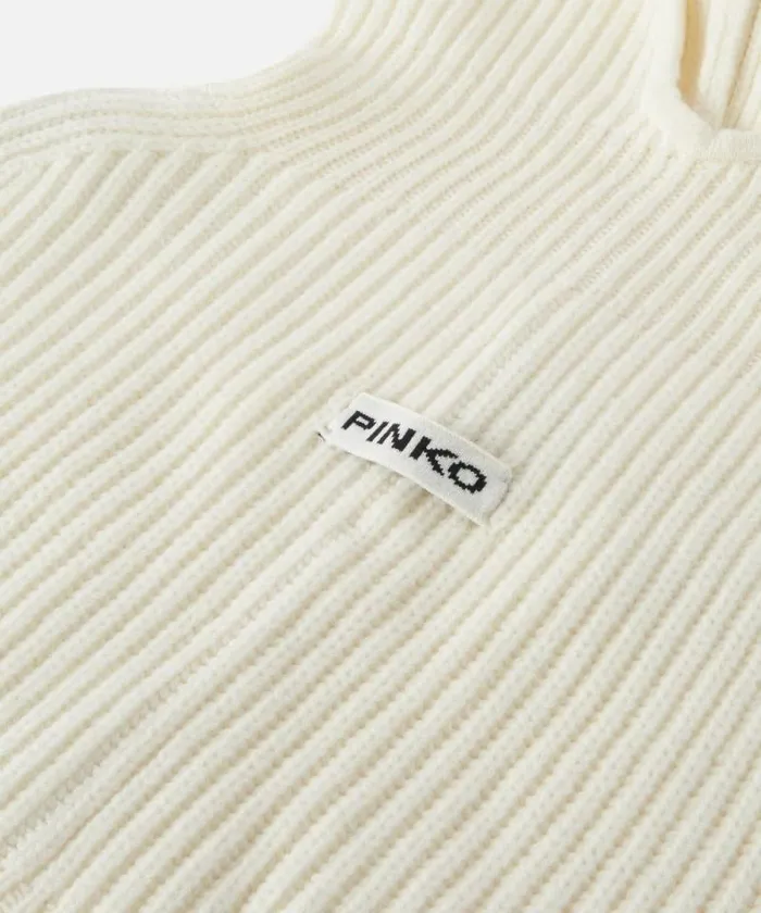 Women Hats Pinko Ribbed Balaclava Beanie Meringue White Women Hats Pinko Ribbed Balaclava Beanie Meringue White