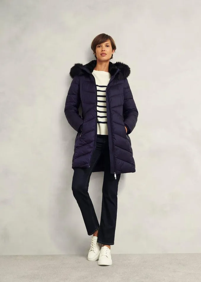 Women HOBBS Coats and Jackets Petite Alis Puffer Navy