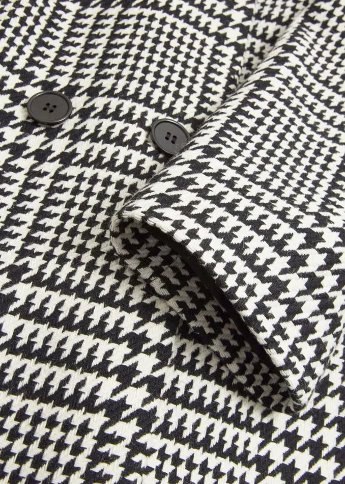 Women HOBBS Coats and Jackets Yvette Wool Blend Check Coat Black Ivory