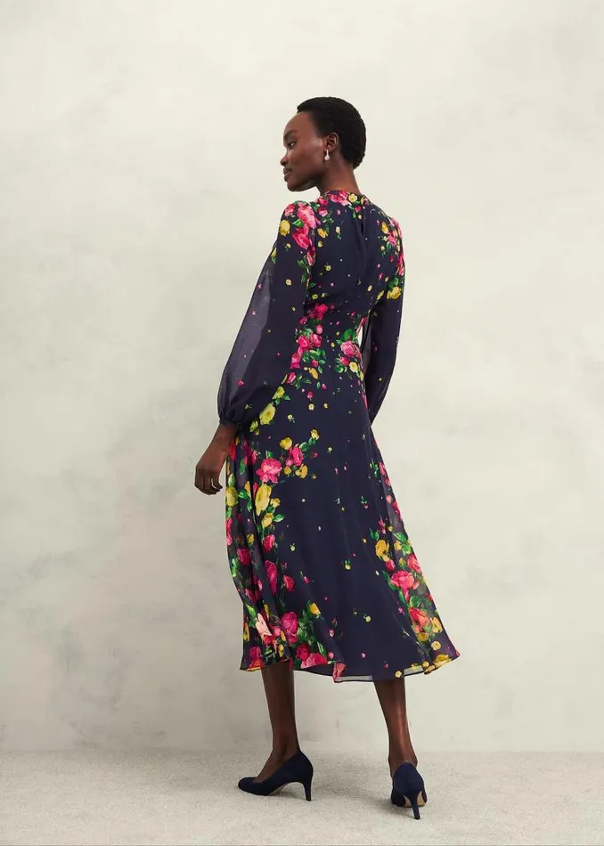 Women HOBBS Dresses and Jumpsuits Eva Floral Silk Dress Navy Multi