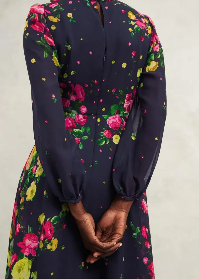 Women HOBBS Dresses and Jumpsuits Eva Floral Silk Dress Navy Multi