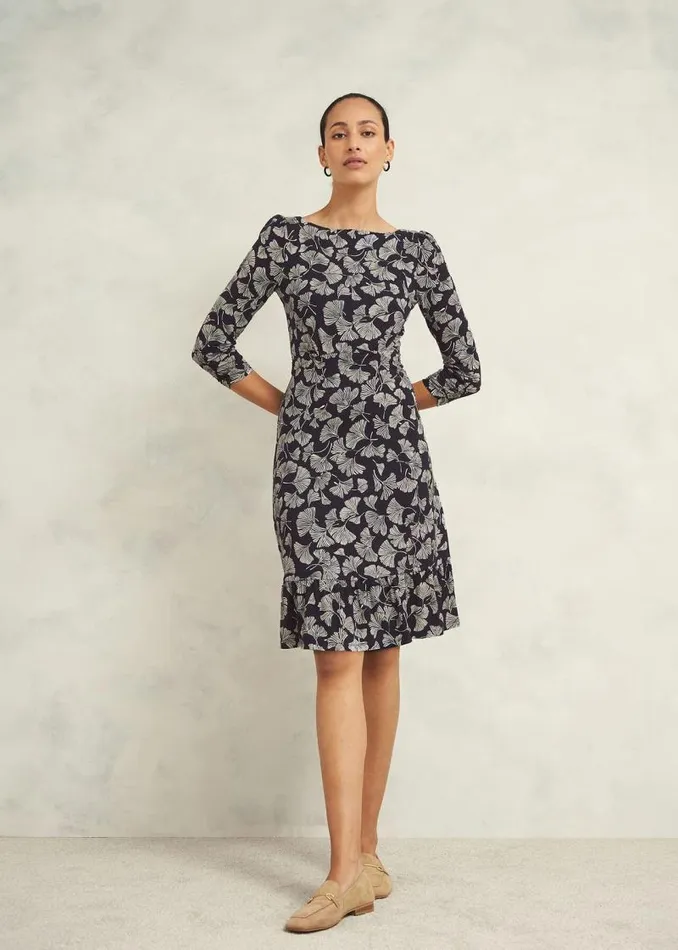 Women HOBBS Dresses and Jumpsuits Ginny Jersey Dress Navy Cream