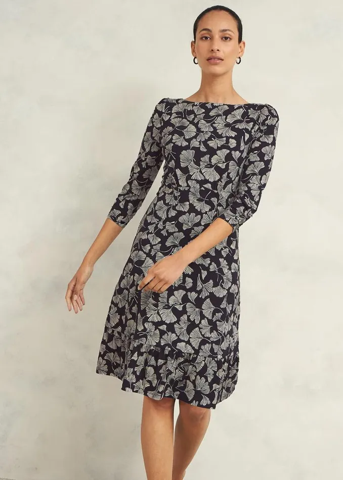 Women HOBBS Dresses and Jumpsuits Ginny Jersey Dress Navy Cream