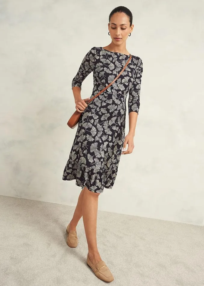 Women HOBBS Dresses and Jumpsuits Ginny Jersey Dress Navy Cream