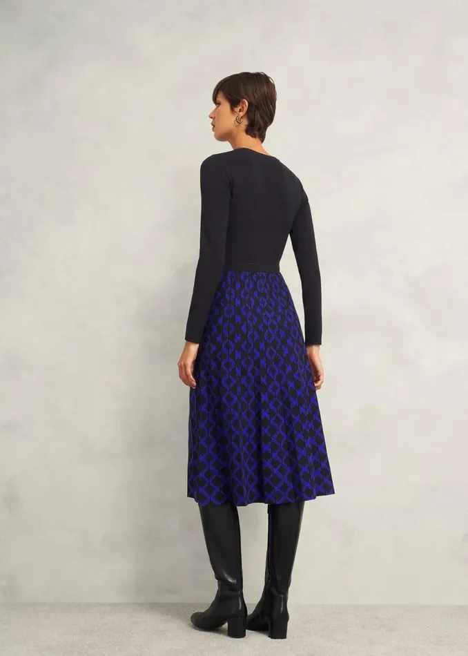 Women HOBBS Dresses and Jumpsuits Larna Knitted Dress Black Blue