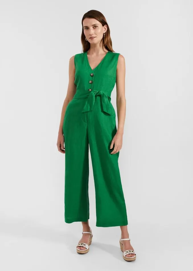 Women HOBBS Dresses and Jumpsuits Melodie Linen Jumpsuit Green