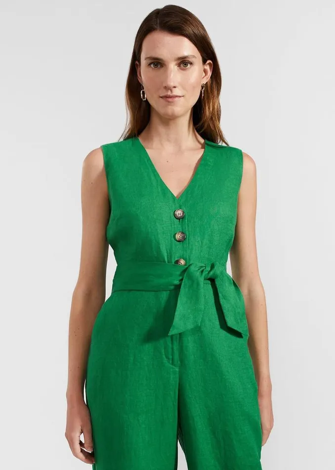 Women HOBBS Dresses and Jumpsuits Melodie Linen Jumpsuit Green