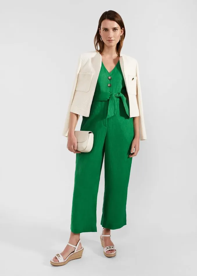 Women HOBBS Dresses and Jumpsuits Melodie Linen Jumpsuit Green