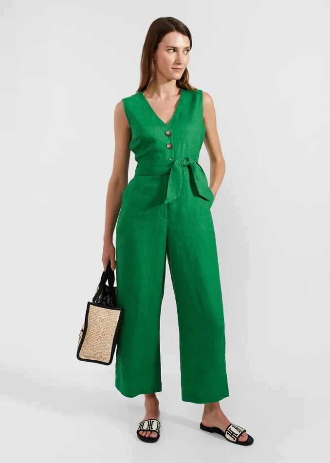 Women HOBBS Dresses and Jumpsuits Melodie Linen Jumpsuit Green