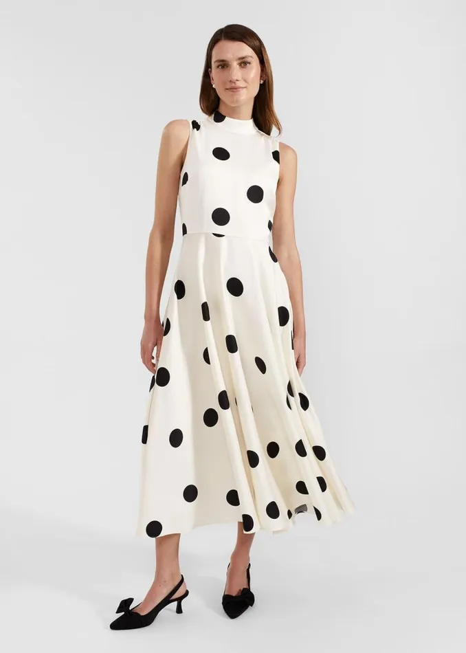 Women HOBBS Dresses and Jumpsuits Mia Spot Dress Cream Black