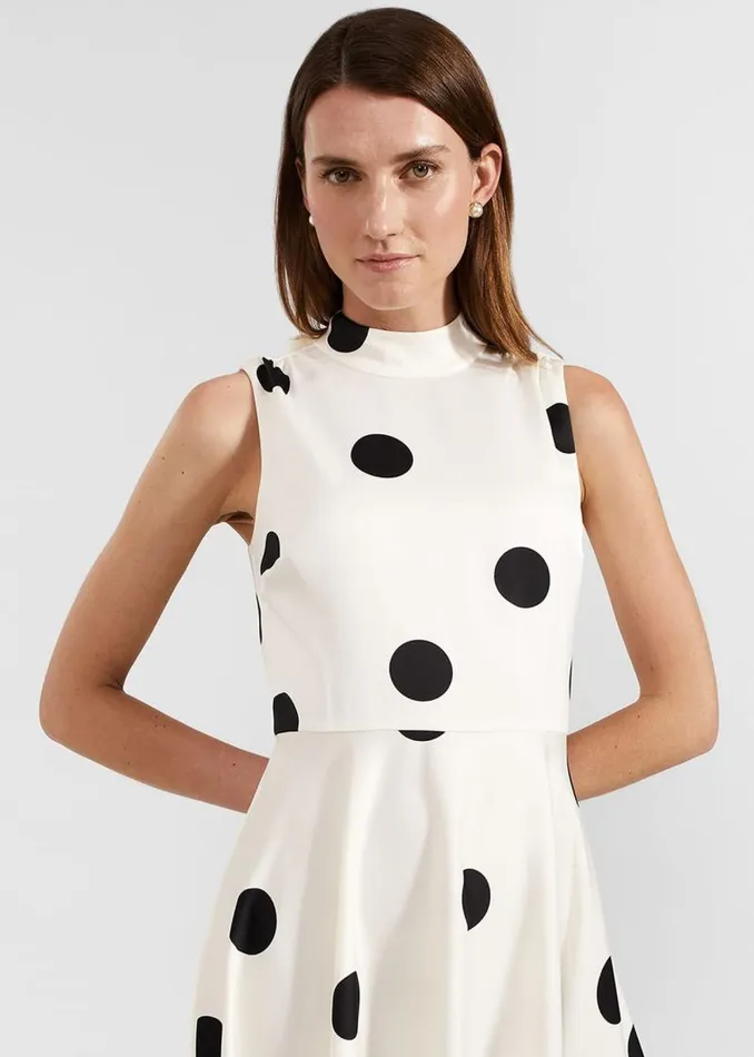 Women HOBBS Dresses and Jumpsuits Mia Spot Dress Cream Black