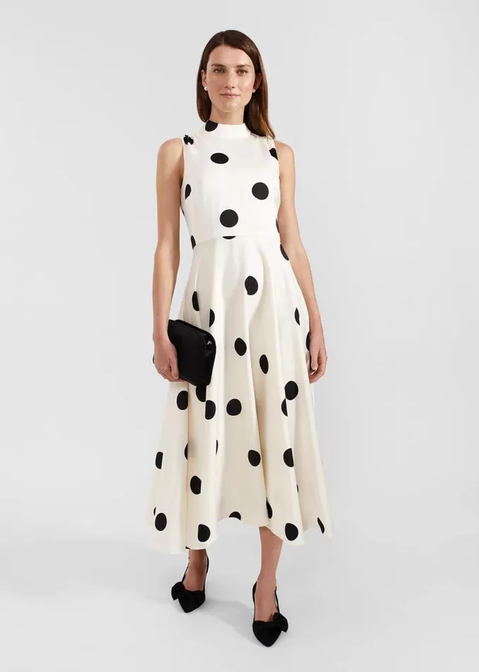 Women HOBBS Dresses and Jumpsuits Mia Spot Dress Cream Black