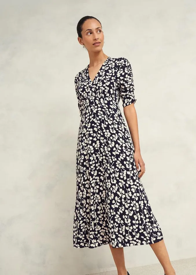 Women HOBBS Dresses and Jumpsuits Petite Bonnie Dress Navy Cream