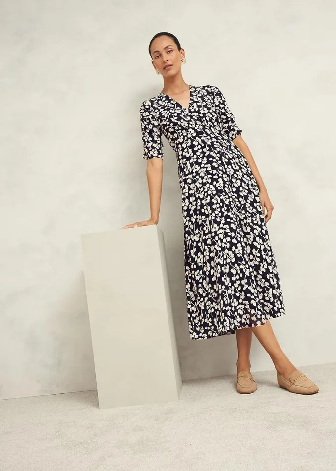 Women HOBBS Dresses and Jumpsuits Petite Bonnie Dress Navy Cream
