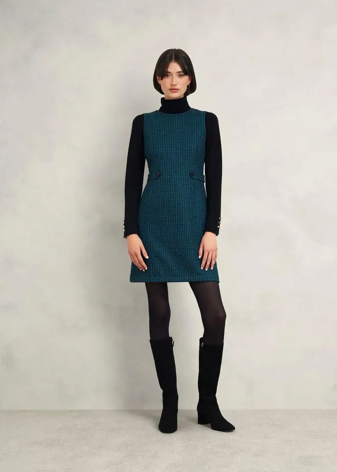 Women HOBBS Dresses and Jumpsuits Petite Sariah Wool Dress Green Multi