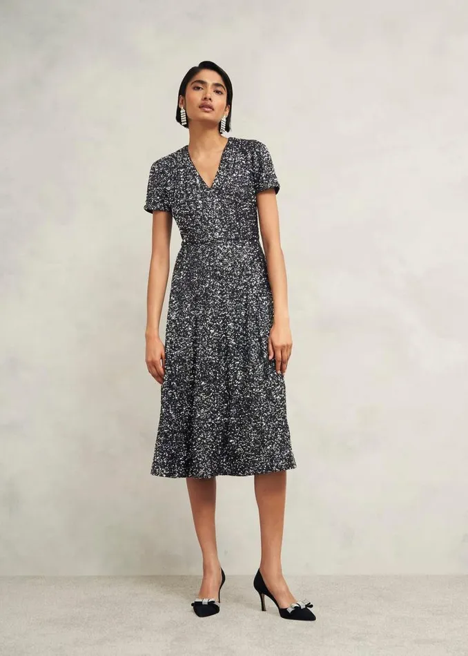 Women HOBBS Dresses and Jumpsuits Petite Tatiana Dress Black Silver