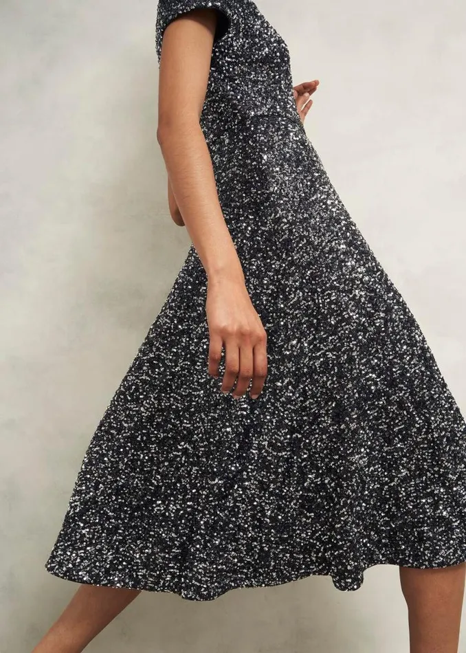 Women HOBBS Dresses and Jumpsuits Petite Tatiana Dress Black Silver
