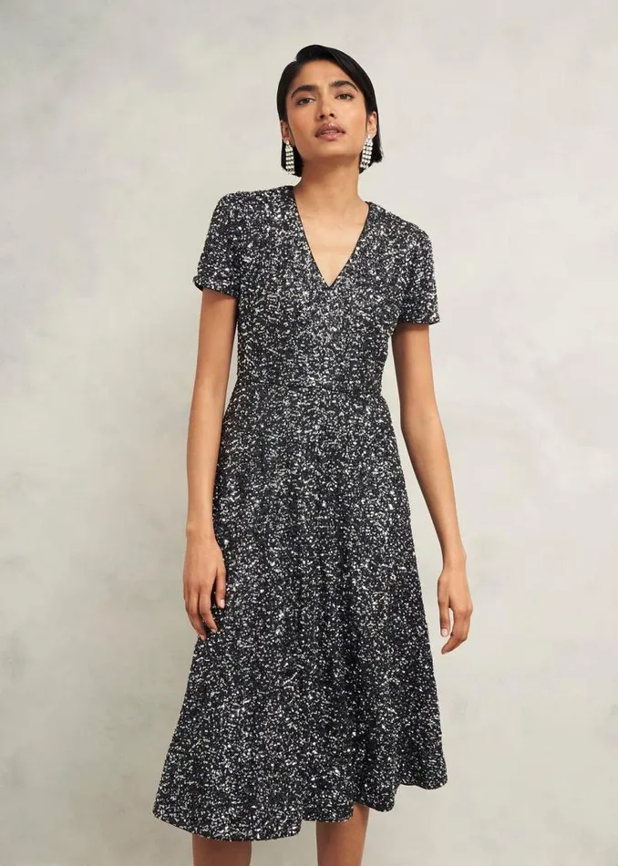 Women HOBBS Dresses and Jumpsuits Petite Tatiana Dress Black Silver