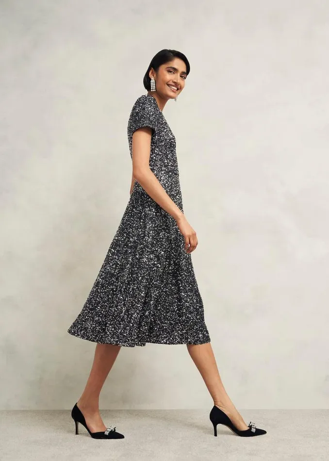 Women HOBBS Dresses and Jumpsuits Petite Tatiana Dress Black Silver