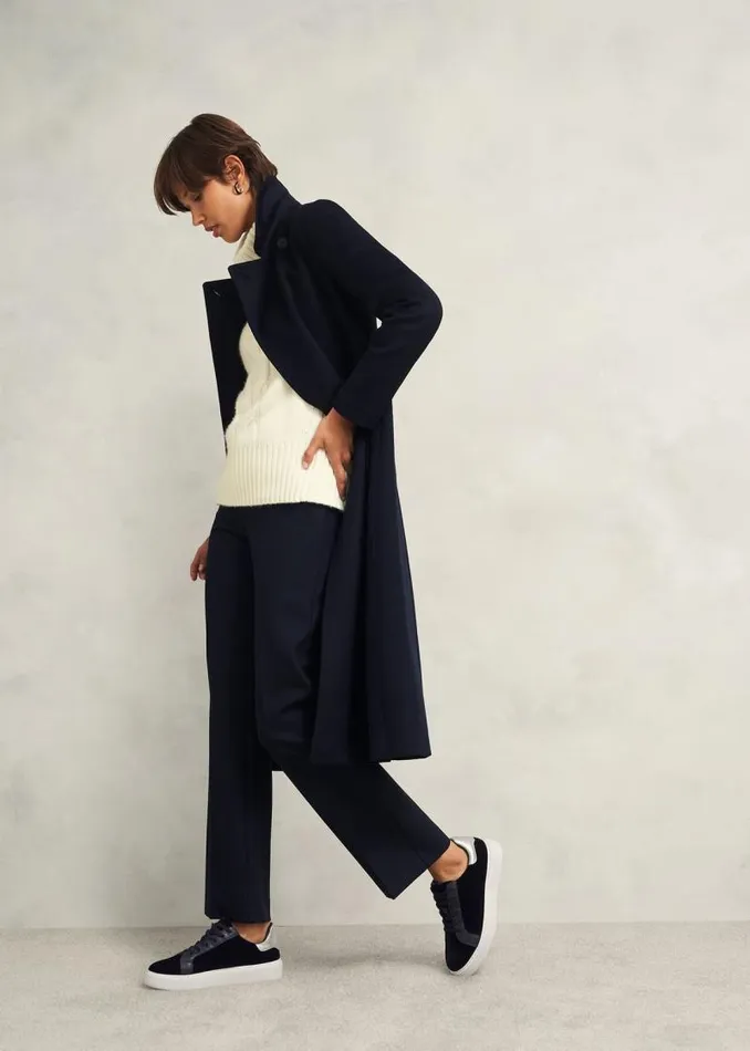 Women HOBBS Flats Cosima Velvet Trainer Navy