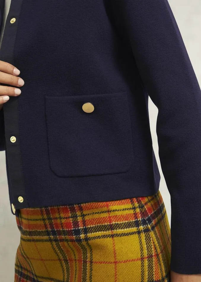 Women HOBBS Jumpers and Cardigans Daisy Cotton Wool Knitted Jacket Hobbs Navy