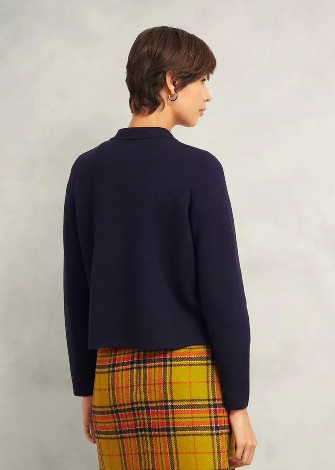 Women HOBBS Jumpers and Cardigans Daisy Cotton Wool Knitted Jacket Hobbs Navy