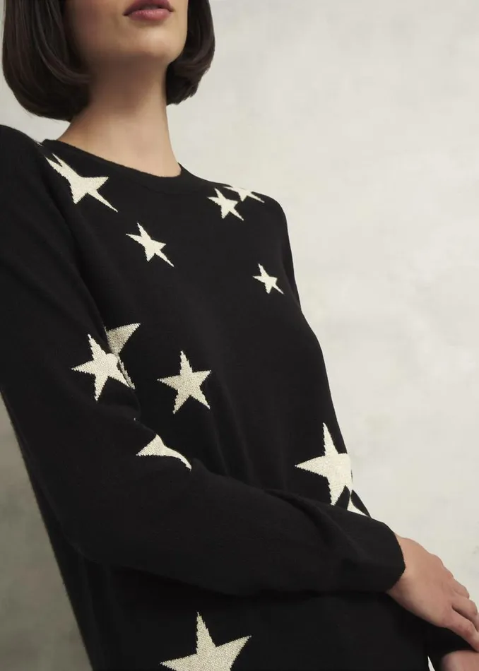 Women HOBBS Jumpers and Cardigans Samira Star Jumper With Cashemre Black Ivory