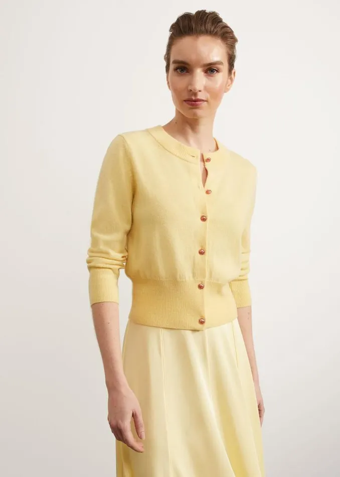 Women HOBBS Jumpers and Cardigans Tresco Wool Cashmere Cardigan Lemon