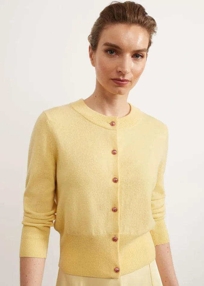 Women HOBBS Jumpers and Cardigans Tresco Wool Cashmere Cardigan Lemon