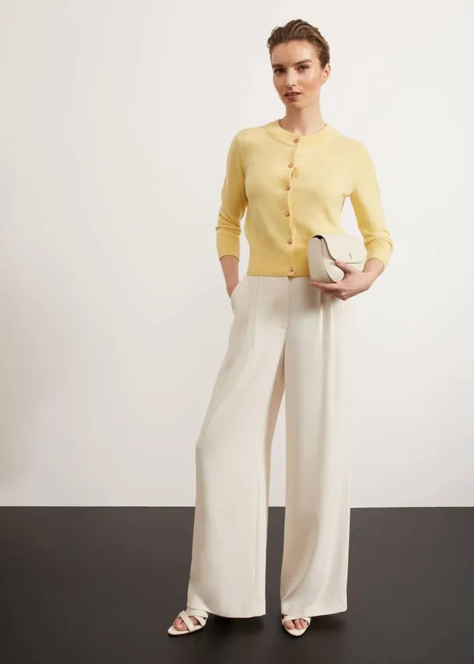 Women HOBBS Jumpers and Cardigans Tresco Wool Cashmere Cardigan Lemon
