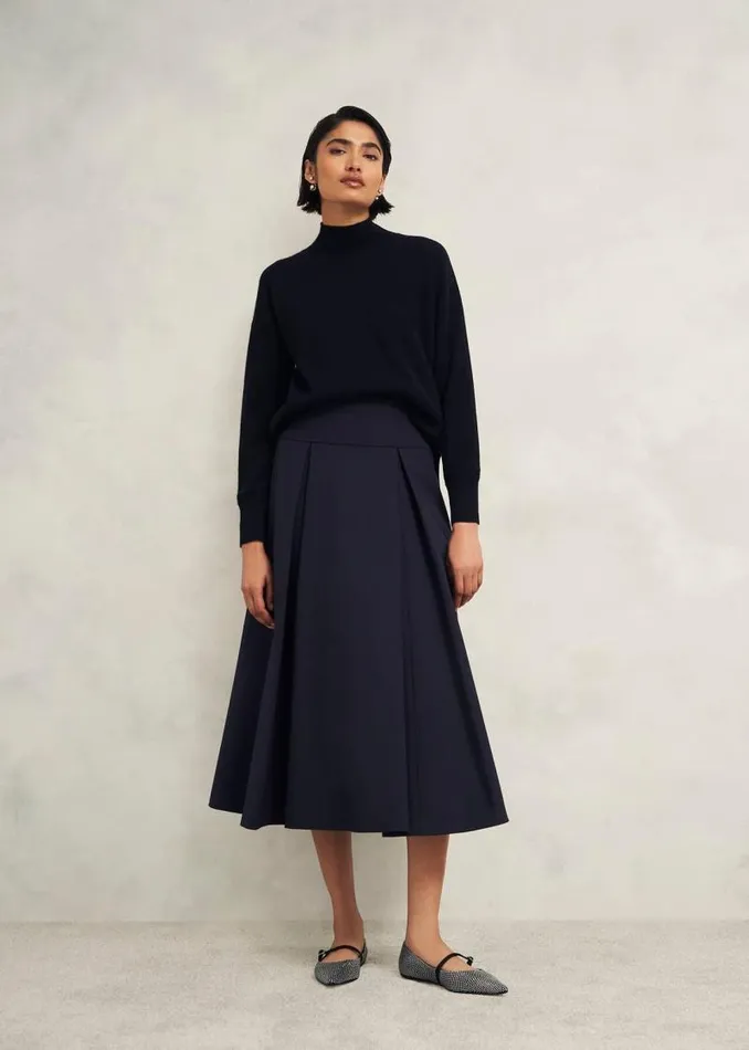 Women HOBBS Skirts Berkeley Skirt With Wool Navy