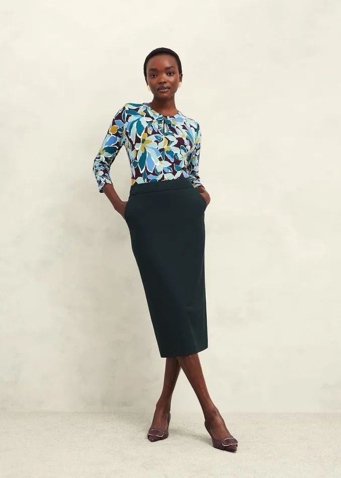 Women HOBBS Skirts Linda Pencil Skirt Deep Pine Green