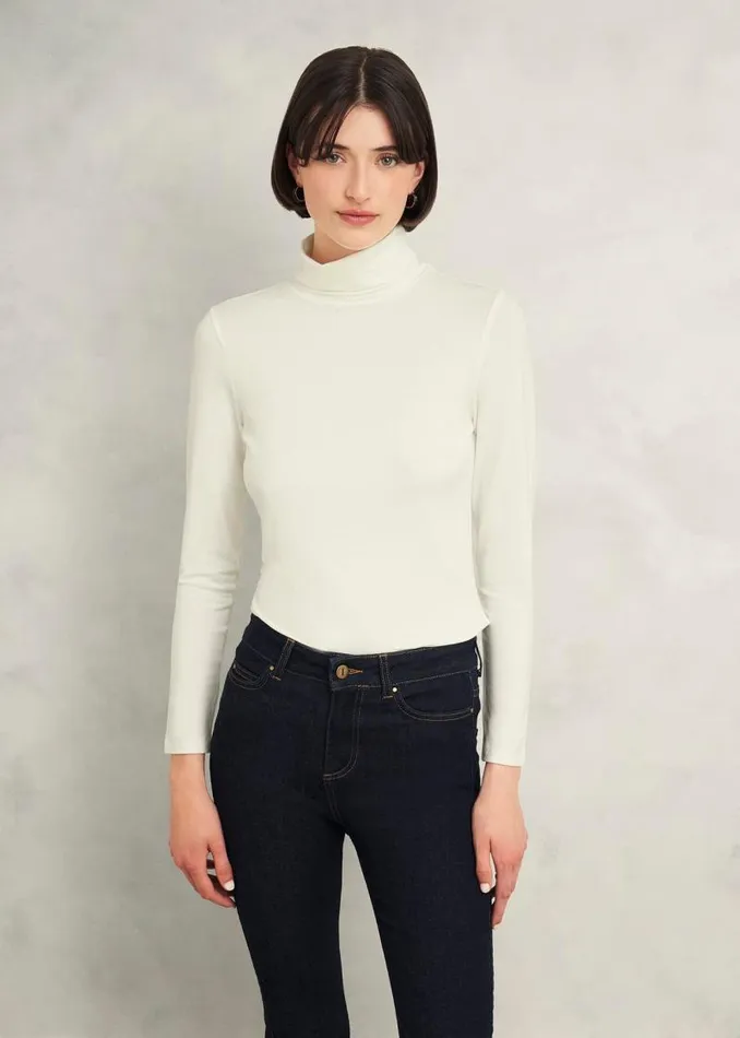 Women HOBBS Tops Mischa Roll Neck Top Hobbs Ivory