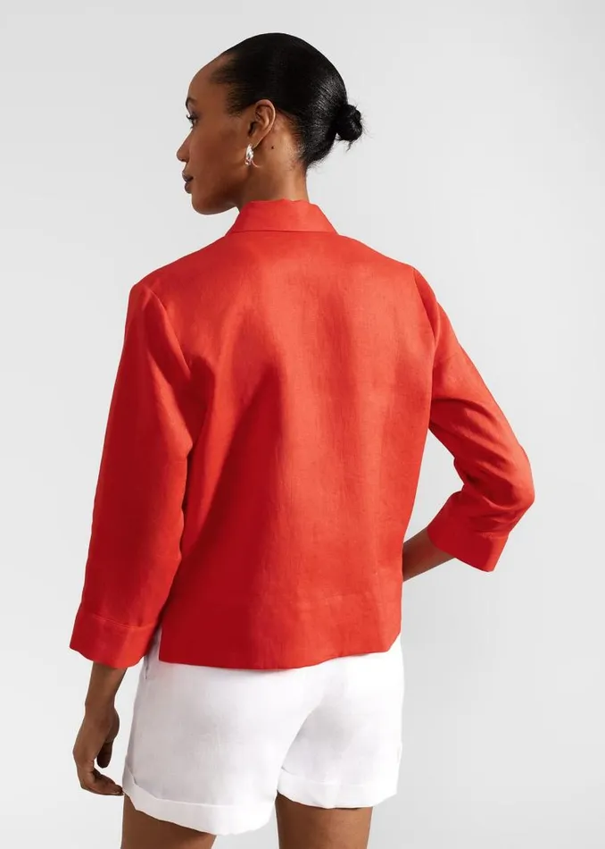 Women HOBBS Tops Nita Linen Shirt Scarlet Red