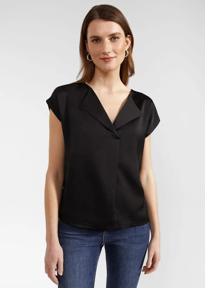 Women HOBBS Tops Sylvie Satin Front Top Hobbs Black